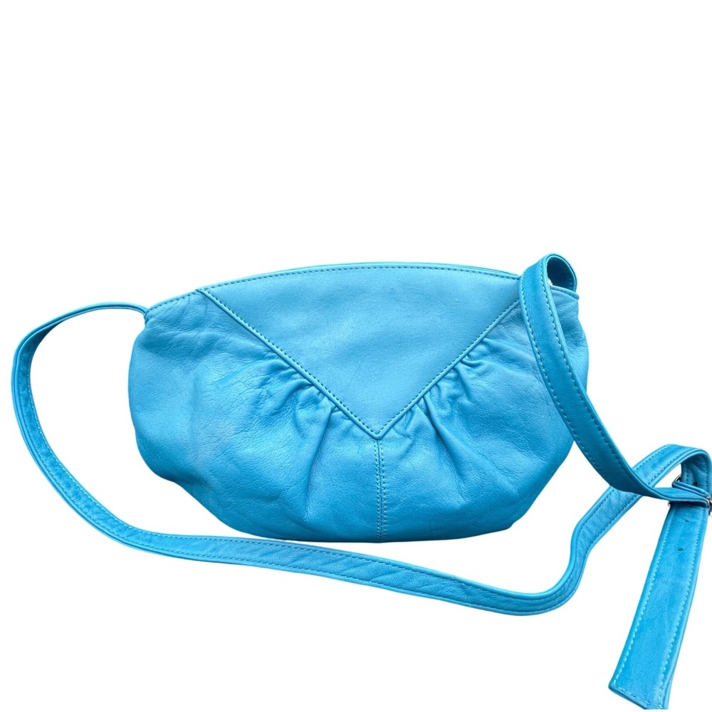 Vintage BRIO! Rare Bright Blue Genuine Leather Shoulder Crossbody Bag